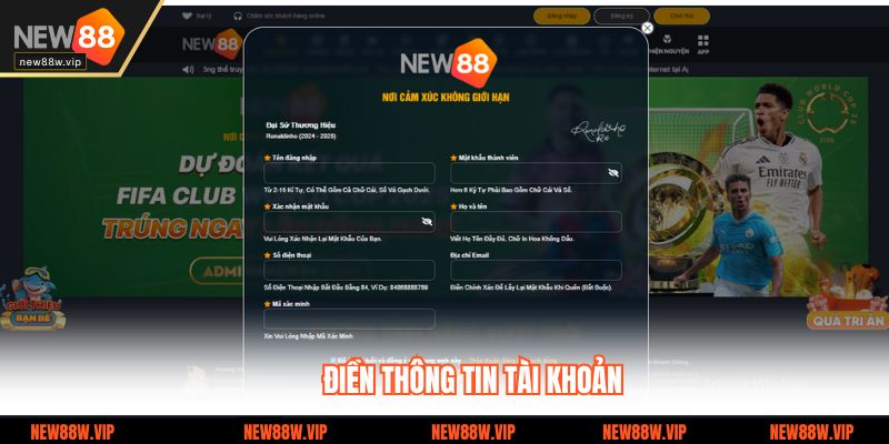 Điền thông tin tài khoản