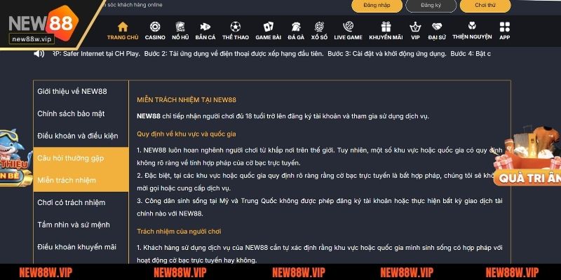 Nhà cái không chịu trách nhiệm cho các sự cố xảy ra do thiết bị hoặc kết nối internet