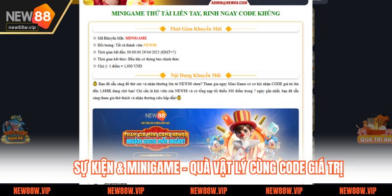 Sự kiện & minigame - Quà vật lý cùng code giá trị